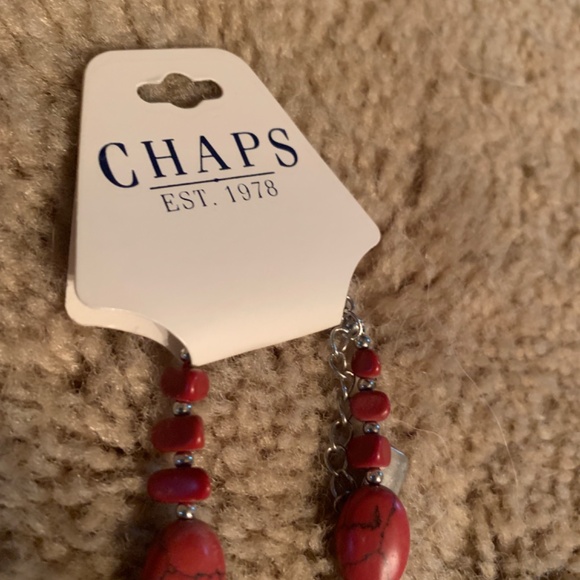 Ralph Lauren CHAPS Red Howlite Necklace and matching Ear Rings. New in Packaging - Picture 2 of 6